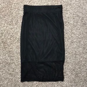 Black Mesh Pencil Skirt